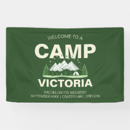 Minimalistische moderne kamp vrijgezellenfeest spandoek