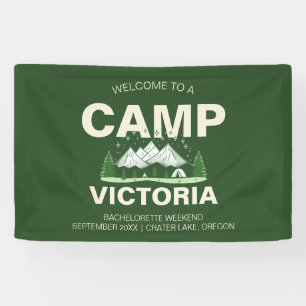 Minimalistische moderne kamp vrijgezellenfeest spandoek