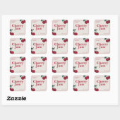 Minimalistische & Moderne Kersenjam Label Sticker (Vel)