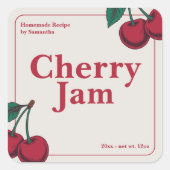 Minimalistische & Moderne Kersenjam Label Sticker (Voorkant)