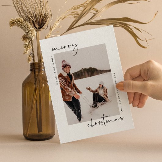 Minimalistische moderne kerst Kaart met foto