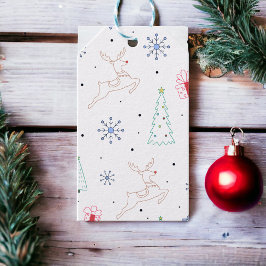 Minimalistische moderne kerst kleur lijn art cadeaulabel