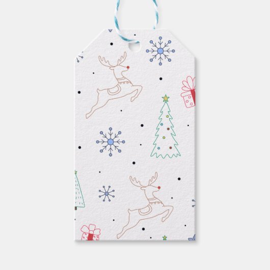 Minimalistische moderne kerst kleur lijn art cadeaulabel (Voorkant)