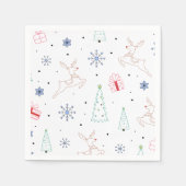 Minimalistische moderne kerst kleur lijn art servet (Voorkant)