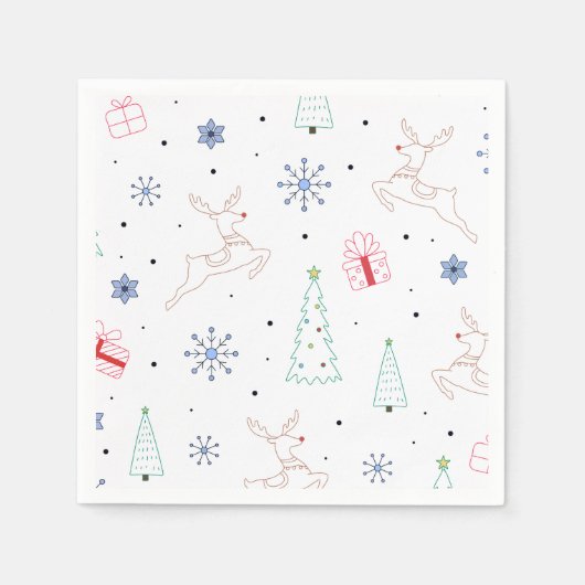 Minimalistische moderne kerst kleur lijn art servet (Voorkant)