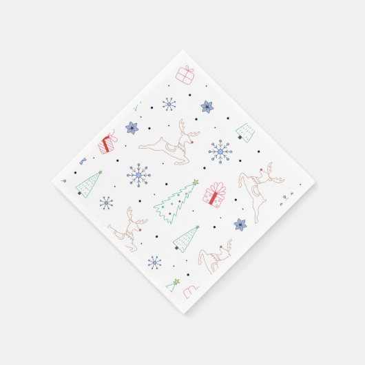 Minimalistische moderne kerst kleur lijn art servet (Hoek)