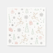 Minimalistische moderne kerst thema lijn kunst servet (Voorkant)