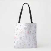 Minimalistische moderne kerst thema lijn kunst tote bag (Voorkant)