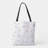 Minimalistische moderne kerst thema lijn kunst tote bag (Achterkant)