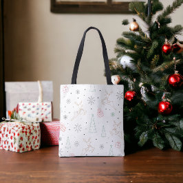 Minimalistische moderne kerst thema lijn kunst tote bag