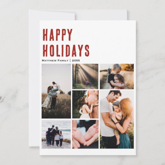 Minimalistische moderne kerstfotocollage feestdagenkaart (Voorkant)