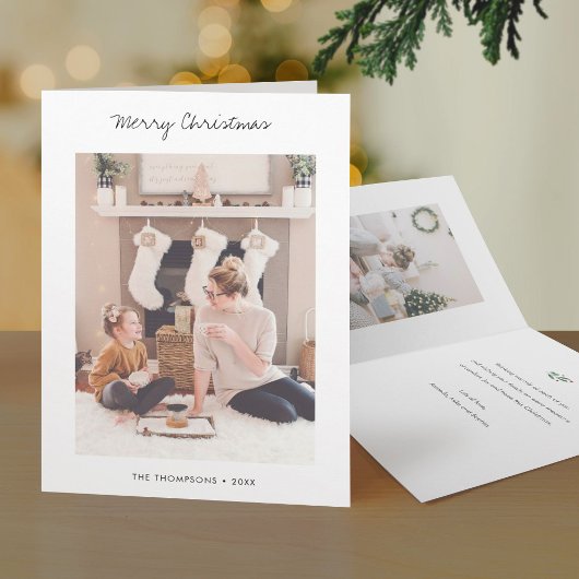 Minimalistische moderne kerstfotokaart Sjabloon