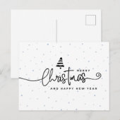 Minimalistische moderne Kerstmis in zwart-wit Feestdagenkaart (Voorkant / Achterkant)