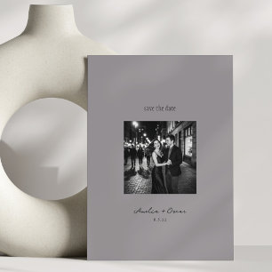 Minimalistische Moderne Klasse Script Foto QR Grij Save The Date