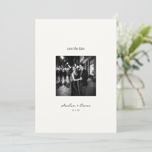 Minimalistische Moderne Klassevolle Script Foto QR Save The Date (Staand voorkant)