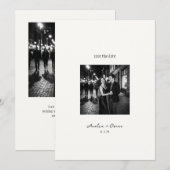 Minimalistische Moderne Klassevolle Script Foto QR Save The Date (Voorkant / Achterkant)
