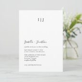 Minimalistische moderne klassieke bruiloft zwart-w kaart (Staand voorkant)