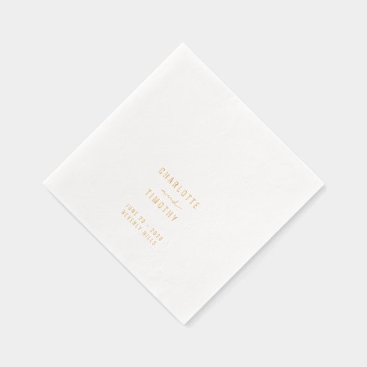 Minimalistische moderne koppels namen trouwdatum g folie servetten (Rechts)