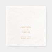 Minimalistische moderne koppels namen trouwdatum g folie servetten (Voorkant)