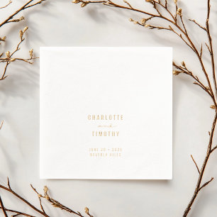 Minimalistische moderne koppels namen trouwdatum g folie servetten