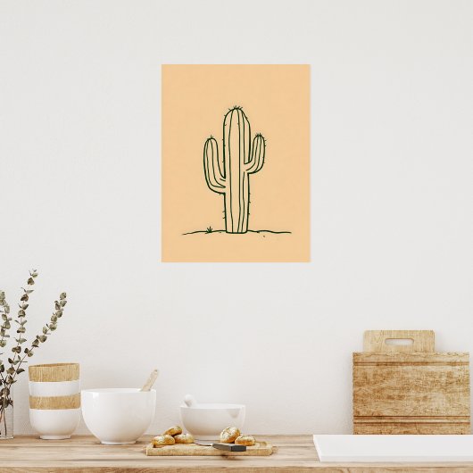 Minimalistische moderne kunst.Desert Oasis Line Ar Poster (Keuken)