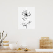 Minimalistische moderne kunst. Single Bloom Line A Poster (Keuken)
