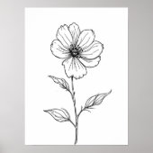 Minimalistische moderne kunst. Single Bloom Line A Poster (Voorkant)