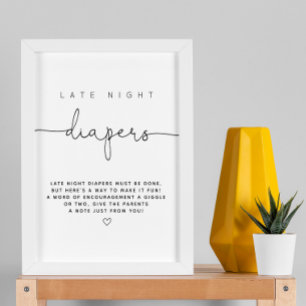 Minimalistische moderne late night luiers spel poster