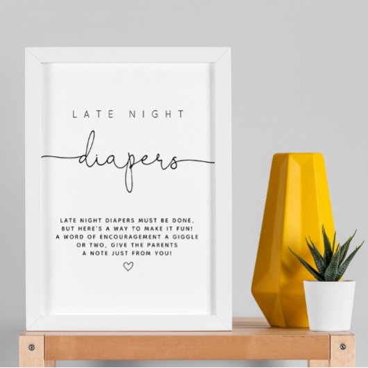 Minimalistische moderne late night luiers spel poster