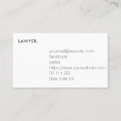 Minimalistische moderne legante eenvoudige advocaa visitekaartje (Achterkant)