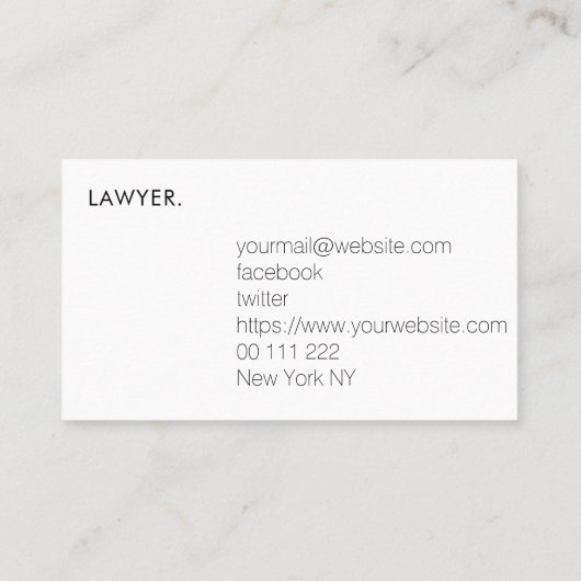 Minimalistische moderne legante eenvoudige advocaa visitekaartje (Achterkant)