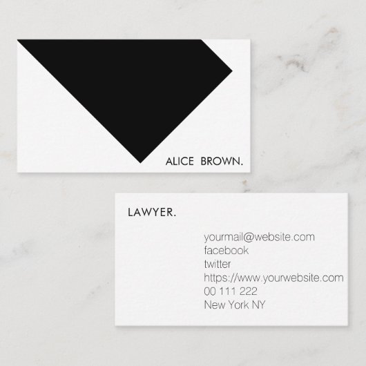 Minimalistische moderne legante eenvoudige advocaa visitekaartje (Voorkant / Achterkant)