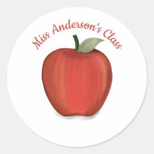 Minimalistische Moderne Leraar Rode Appel Klassiek Ronde Sticker