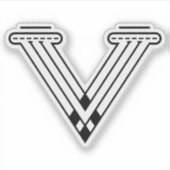Minimalistische moderne letter V monogram Sticker (Voorkant)