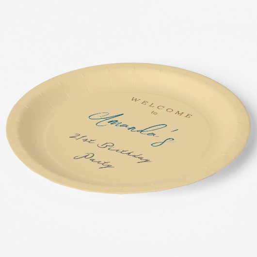 Minimalistische moderne leuke verjaardagsfeest bei papieren bordje (Gekanteld)