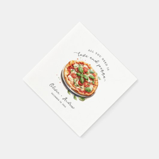 Minimalistische moderne liefde en pizza repetitie  servet (Hoek)