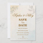 Minimalistische moderne lijnenkunst bruiloft save the date (Voorkant)