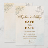 Minimalistische moderne lijnenkunst bruiloft save the date (Voorkant / Achterkant)