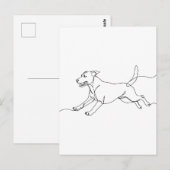 Minimalistische moderne lijntekening van een hond briefkaart (Voorkant / Achterkant)