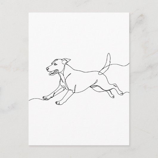 Minimalistische moderne lijntekening van een hond briefkaart (Voorkant)