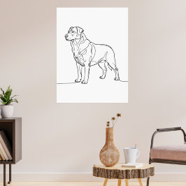 Minimalistische moderne lijntekening van een hond poster