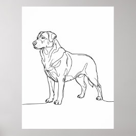 Minimalistische moderne lijntekening van een hond poster