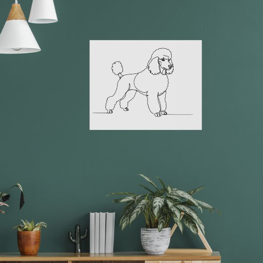 Minimalistische moderne lijntekening van een hond poster (Woonkamer 1)