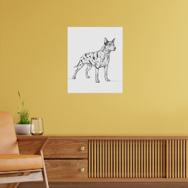 Minimalistische moderne lijntekening van een hond poster