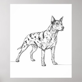 Minimalistische moderne lijntekening van een hond poster