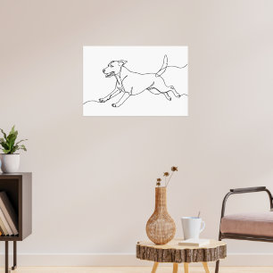 Minimalistische moderne lijntekening van een hond poster