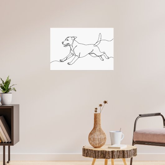 Minimalistische moderne lijntekening van een hond poster (Woonkamer 3)