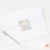 Minimalistische moderne lijstkunst bruiloft vierkante sticker (Envelop)