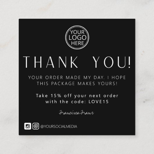 Minimalistische moderne Logo Business bedankkaart Vierkante Visitekaartje (Achterkant)