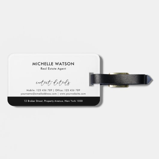 Minimalistische moderne Logo makelaar foto Bagagelabel (Achterkant horizontaal)